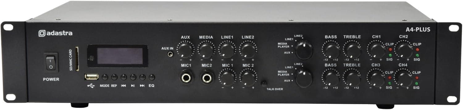 Adastra | Dual Stereo Amplifier With Bluetooth & Media Player | 4 x 300W