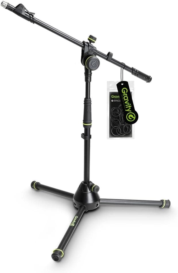 Gravity MS 4222 B - Short Microphone Stand with Folding Tripod Base and 2-Point Adjustment Telescoping Boom