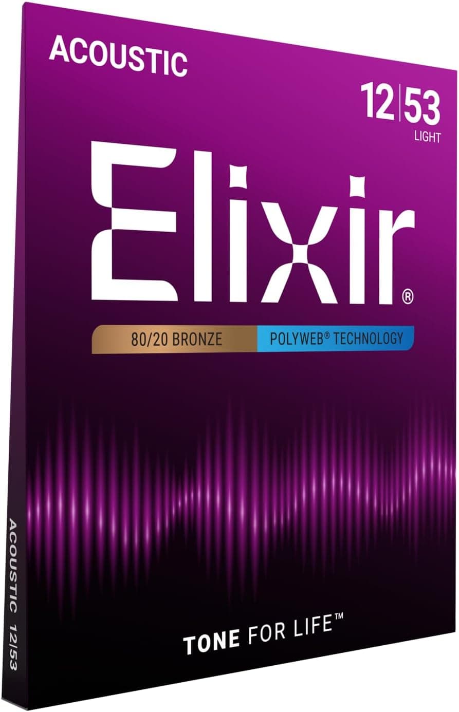 Elixir 11050 Strings 80/20 Bronze Acoustic Guitar Strings w POLYWEB Coating, Light (.012-.053)