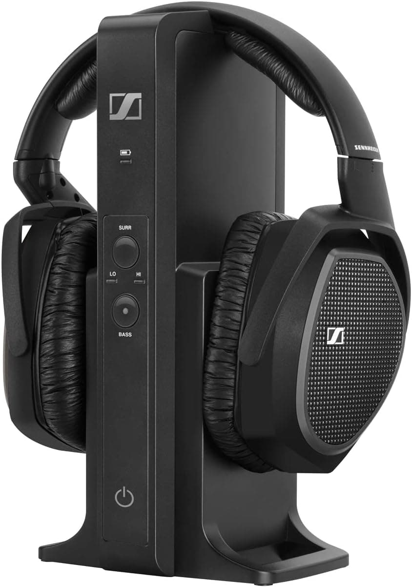Sennheiser RS 175 RF Wireless Headphones Over Ear for TV System with Bass Boost and Surround Sound Modes, Compact and Ergonomic, Over Ear Headphones for TV Listening, Black