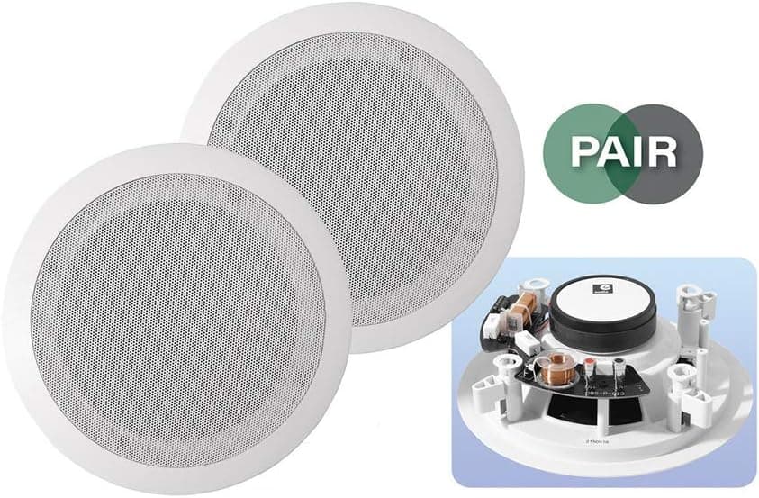 E-Audio B409A 5.25 White 2-Way Low Profile Ceiling Speakers 8 Ohms