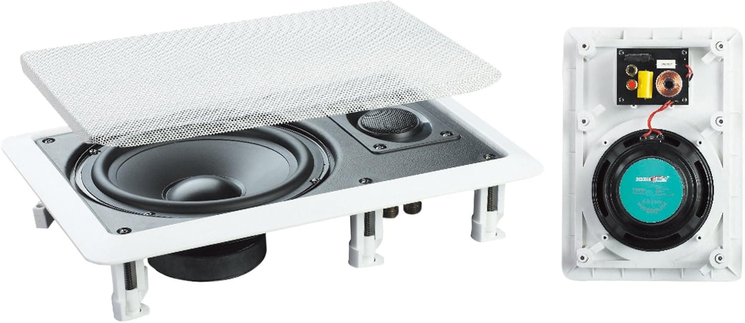 E-audio White 6.5" 2-Way 120W In-Wall Speaker With Driver and Tweeter (PAIR)