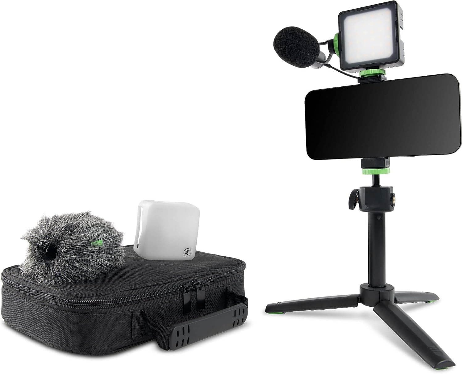 Mackie EM-93MK Complete Content Creation Kit for Smartphones and DSLR Cameras With EM-93M Microphone, Tripod Gimbal Stand and LED Light