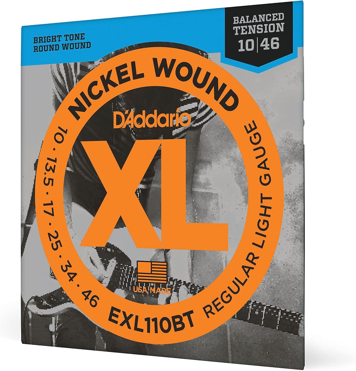 D'Addario EXL110BT Nickel Wound Electric Guitar Strings, Balanced Tension Regular Light, 10-46