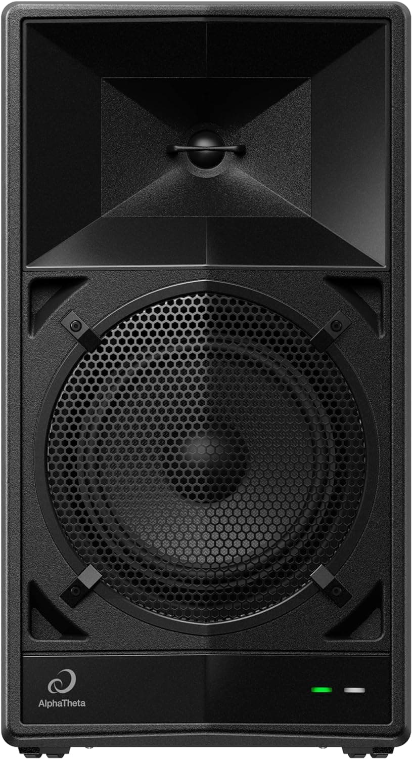AlphaTheta Wave-Eight Portable Battery DJ Speaker, SonicLink, Black | For mobile DJs and performers, portable battery party speaker, SonicLink wireless, 8-inch driver, IPX4 waterproof, expandable