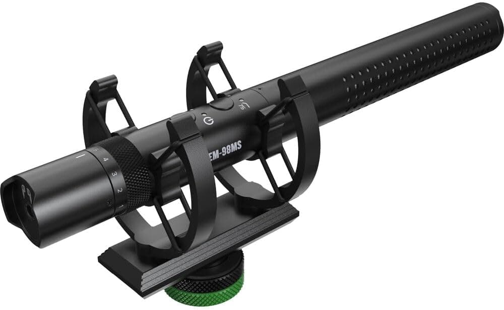 Mackie EM-98MS Professional USB Shotgun Microphone With Rechargeable Battery, Cold Shoe Shock Mount and Headphone Output