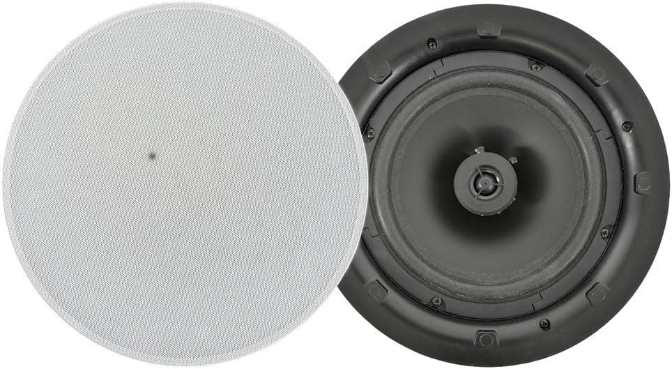 Adastra | Two Way Ceiling Speaker with Discreet Low profile Design and Magnetic Frameless Grille | White 8" Main Driver